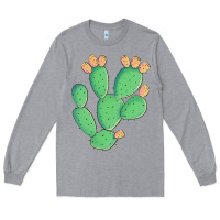 Heather Grey texas prickly pear cactus Long Sleeve Tee - Artiststas