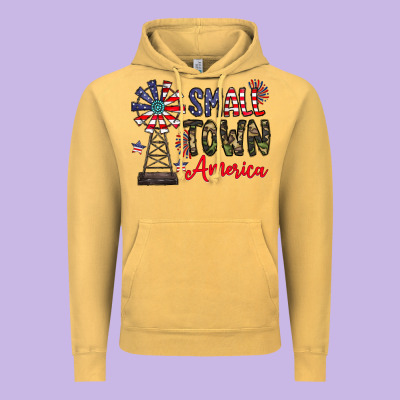 Small Town America Vintage Hoodie Designed By Cowhidedigitalart