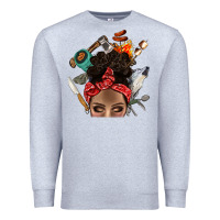 Heather Grey Wild Camping Afro Messy Bbs Premium Sweatshirt - BundleAndBundleShop