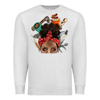 Oatmeal Heather Wild Camping Afro Messy Bbs Premium Sweatshirt - BundleAndBundleShop