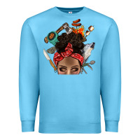 Ocean Blue Wild Camping Afro Messy Bbs Premium Sweatshirt - BundleAndBundleShop