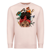 Pale Pink Wild Camping Afro Messy Bbs Premium Sweatshirt - BundleAndBundleShop