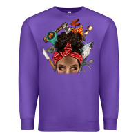 Purple Wild Camping Afro Messy Bbs Premium Sweatshirt - BundleAndBundleShop