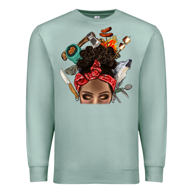 Wild Camping Afro Messy Bbs Premium Sweatshirt by BundleAndBundleShop | Teevron