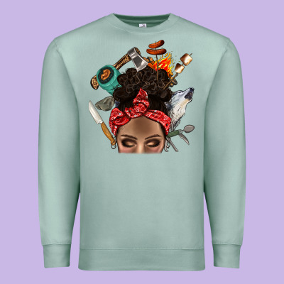 Wild Camping Afro Messy Bbs Premium Sweatshirt Designed By Bundleandbundleshop