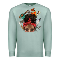 Seafoam Wild Camping Afro Messy Bbs Premium Sweatshirt - BundleAndBundleShop