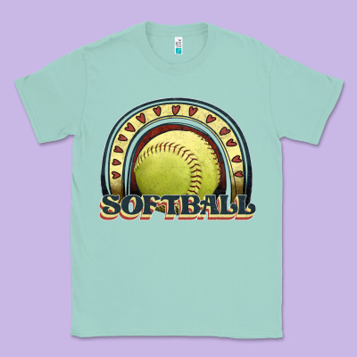 Softball Rainbow Classic Tee Designed By Jahusdesignshop