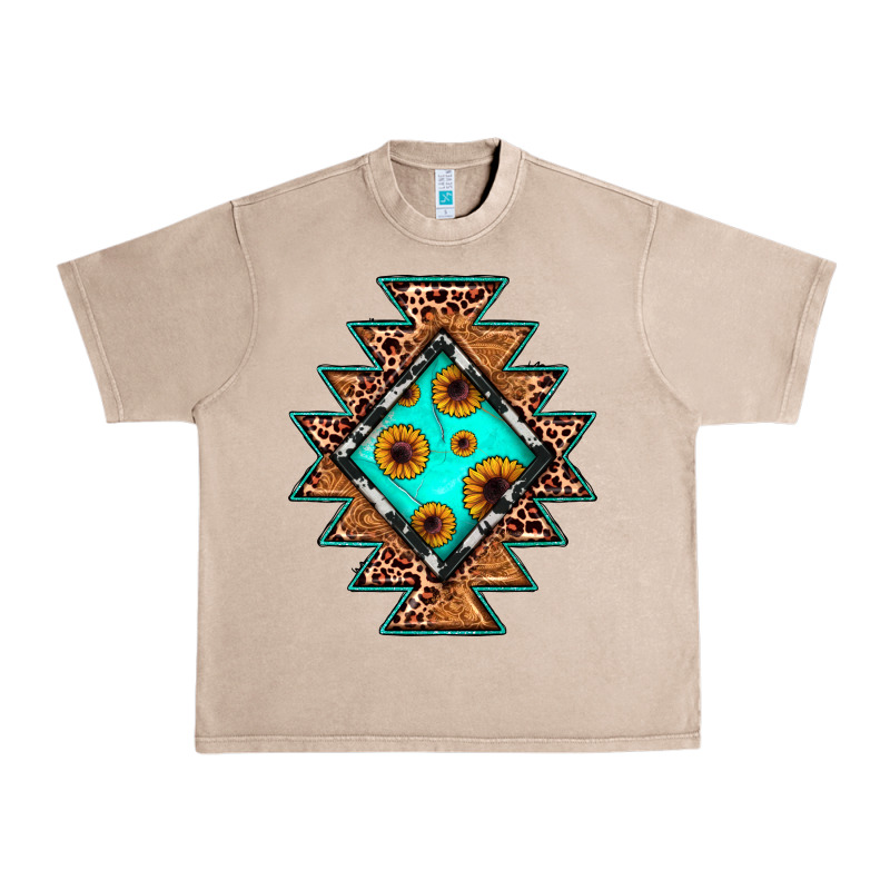 Aztec Leopard Turquoise Sunflower Urban Heavy Tee by JahusDesignShop | Teevron