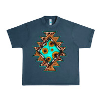 Midnight Navy aztec leopard turquoise sunflower Urban Heavy Tee - JahusDesignShop