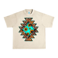 Sandshell aztec leopard turquoise sunflower Urban Heavy Tee - JahusDesignShop