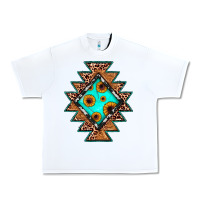 White aztec leopard turquoise sunflower Urban Heavy Tee - JahusDesignShop