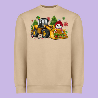 Christmas Bulldozer Snowman Heavyweight Sweatshirt Designed By Jahusdesignshop