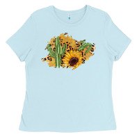 Baby Blue cactus leopard sunflower glitter  patch Ladies Tee - AdoDesignShop