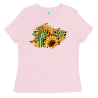 Bubblegum Pink cactus leopard sunflower glitter  patch Ladies Tee - AdoDesignShop