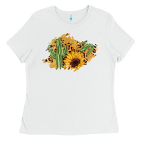 White cactus leopard sunflower glitter  patch Ladies Tee - AdoDesignShop