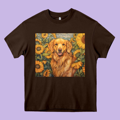 Golden Retriever Heavy Core Tee Designed By Unal Design