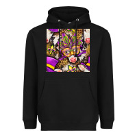 Black Mardi Gras cow with carnival mask seamless pattern Heavyweight Hoodie - BundleAndBundleShop