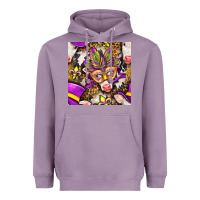 Lavender Mardi Gras cow with carnival mask seamless pattern Heavyweight Hoodie - BundleAndBundleShop