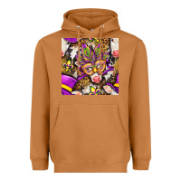 Meerkat Mardi Gras cow with carnival mask seamless pattern Heavyweight Hoodie - BundleAndBundleShop