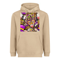 Mushroom Mardi Gras cow with carnival mask seamless pattern Heavyweight Hoodie - BundleAndBundleShop