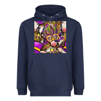 Navy Mardi Gras cow with carnival mask seamless pattern Heavyweight Hoodie - BundleAndBundleShop