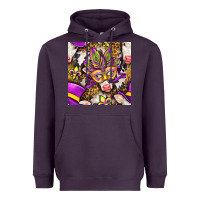 Plum Mardi Gras cow with carnival mask seamless pattern Heavyweight Hoodie - BundleAndBundleShop