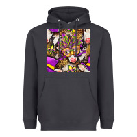 Smoke Mardi Gras cow with carnival mask seamless pattern Heavyweight Hoodie - BundleAndBundleShop