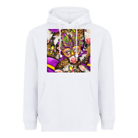 White Mardi Gras cow with carnival mask seamless pattern Heavyweight Hoodie - BundleAndBundleShop