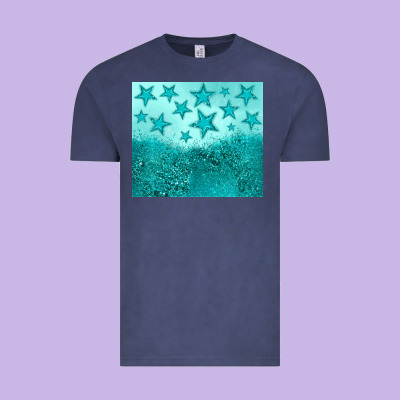 Turquoise Glitter Star Vintage Tee Designed By Jahusdesignshop