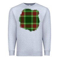 Heather Grey Christmas Tartan Patch Premium Sweatshirt - BundleAndBundleShop