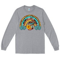 Heather Grey cowboy boots and hat rainbow Long Sleeve Tee - AdoDesignShop