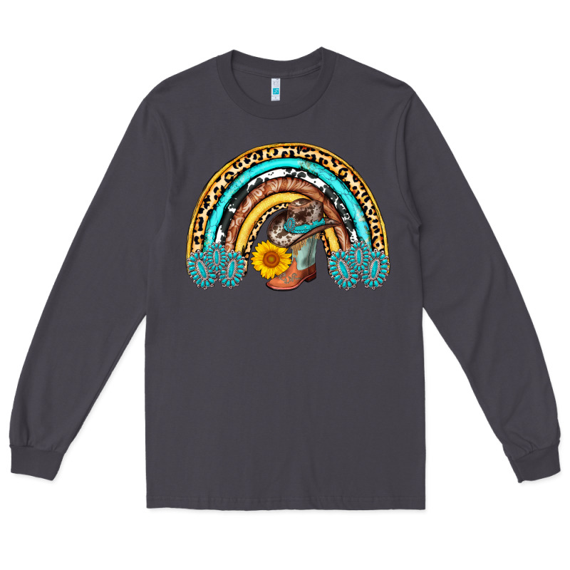 Cowboy Boots And Hat Rainbow Long Sleeve Tee by AdoDesignShop | Teevron