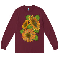 Burgundy sunflowers Long Sleeve Tee - Artiststas