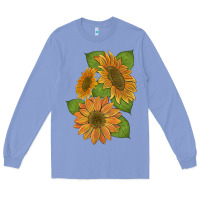 Colony Blue sunflowers Long Sleeve Tee - Artiststas