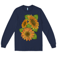 Navy sunflowers Long Sleeve Tee - Artiststas
