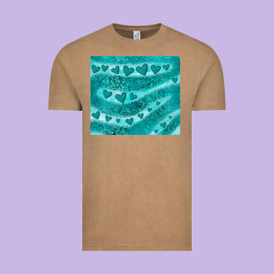 Turquoise Glitter Heart Vintage Tee Designed By Jahusdesignshop