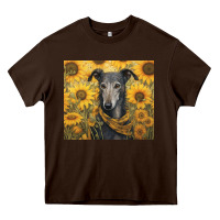Chocolate Brown greyhound Heavy Core Tee - Unal Design