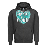 Charcoal Heather i have got a good heart but this mouth Zipper Hoodie - MaliasSmallBusiness