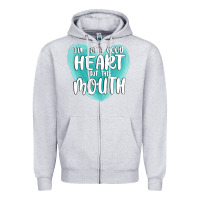 Heather Grey i have got a good heart but this mouth Zipper Hoodie - MaliasSmallBusiness