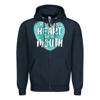 Navy i have got a good heart but this mouth Zipper Hoodie - MaliasSmallBusiness