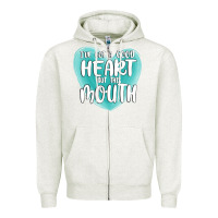 Oatmeal Heather i have got a good heart but this mouth Zipper Hoodie - MaliasSmallBusiness
