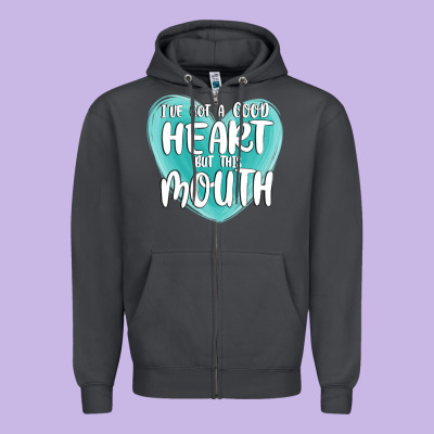 I Have Got A Good Heart But This Mouth Zipper Hoodie Designed By Maliassmallbusiness