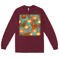 Burgundy plaid fall pumpkin seamless Long Sleeve Tee - AdoDesignShop