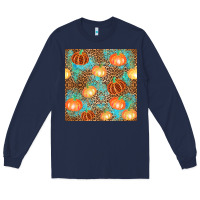 Navy plaid fall pumpkin seamless Long Sleeve Tee - AdoDesignShop