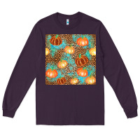 Plum plaid fall pumpkin seamless Long Sleeve Tee - AdoDesignShop