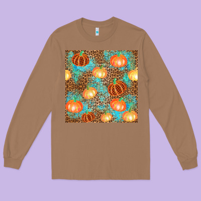 Plaid Fall Pumpkin Seamless Long Sleeve Tee Designed By Adodesignshop