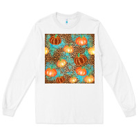 White plaid fall pumpkin seamless Long Sleeve Tee - AdoDesignShop