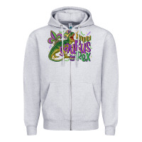 Heather Grey mardi saurus rex mardi gras Zipper Hoodie - MaliasSmallBusiness