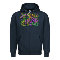 Navy mardi saurus rex mardi gras Zipper Hoodie - MaliasSmallBusiness