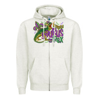 Oatmeal Heather mardi saurus rex mardi gras Zipper Hoodie - MaliasSmallBusiness